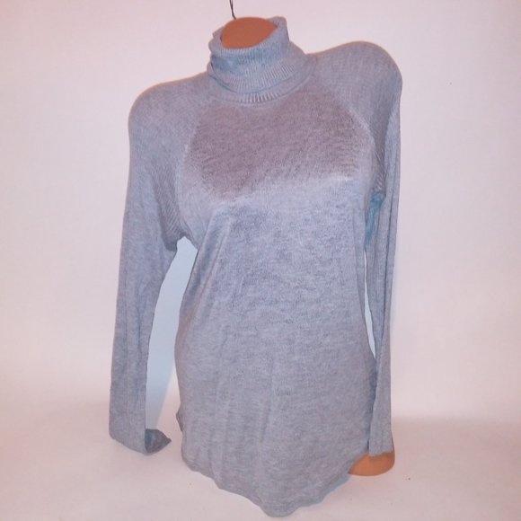 Apt 9 Womens Sweater Small Turtleneck Gray Solid Lightweight Long Sleeve Pit to - Picture 2 of 8